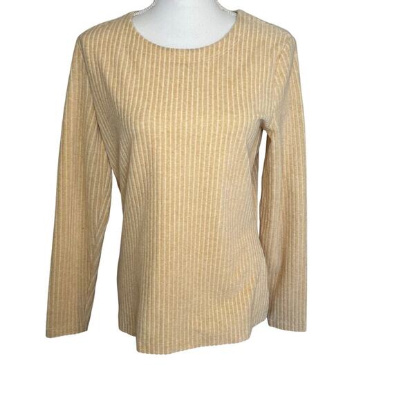 Escada women's velour tan ribbed long sleeve crew neck pullover size 40 US M - Picture 1 of 7